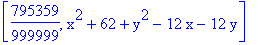 [795359/999999, x^2+62+y^2-12*x-12*y]